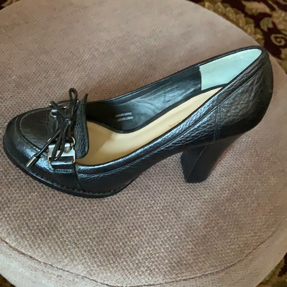 Black leather 4 inch heel